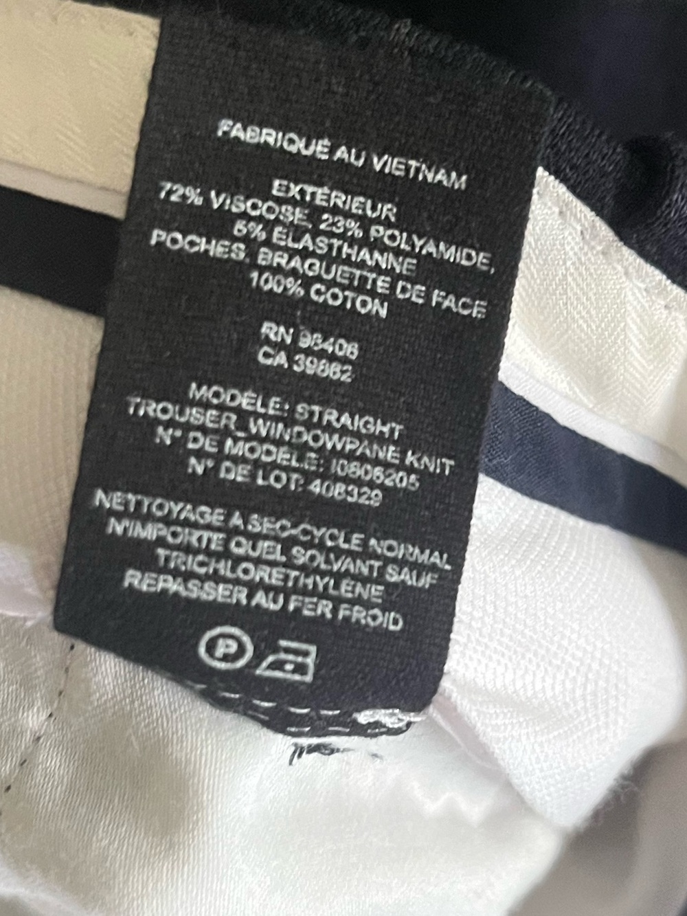 Theory Straight Trouser Navy Windowpane Knit Pants Size 8 Stretch Career Office - Picture 6 of 10
